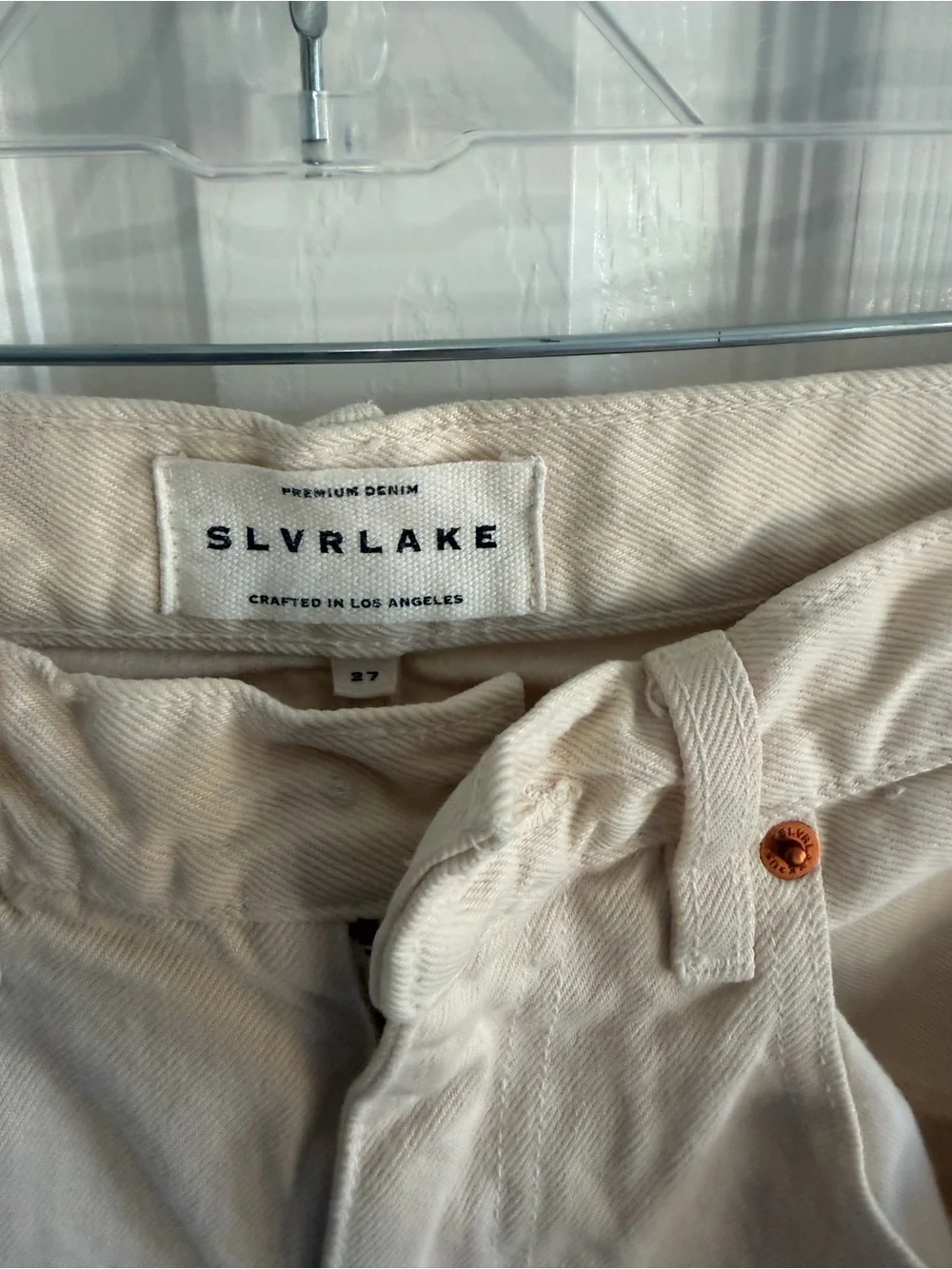 Slvrlake London High Rise Straight Leg Jean Ecru Size 27 FLAWED